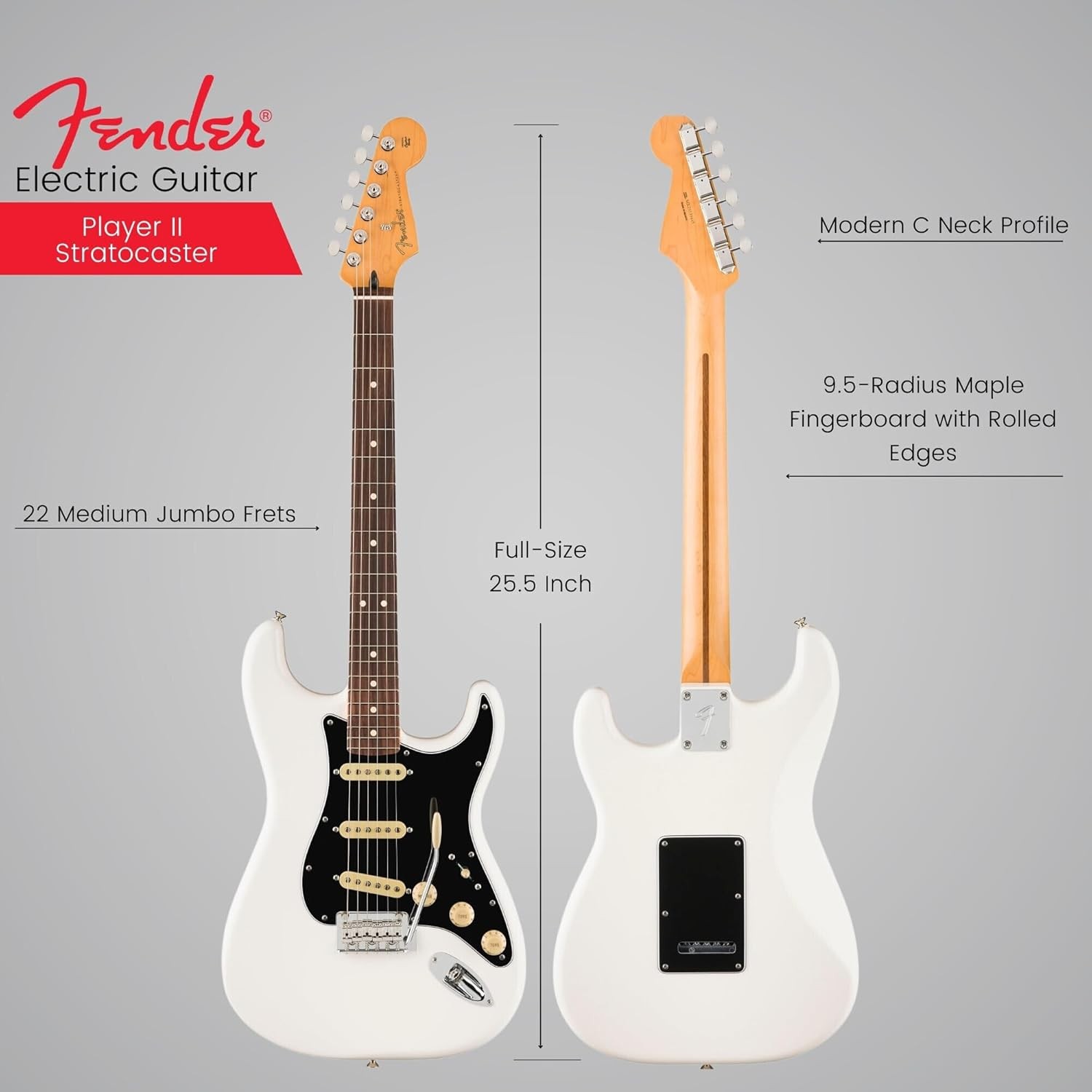 Fender Player II Stratocaster Electric Guitar - Polar White with Maple Fingerboard