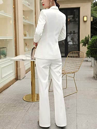 Susielady Women's Blazer Two-Piece Solid Color Work Pants Set Women's Business Office Ladies Suit Set
