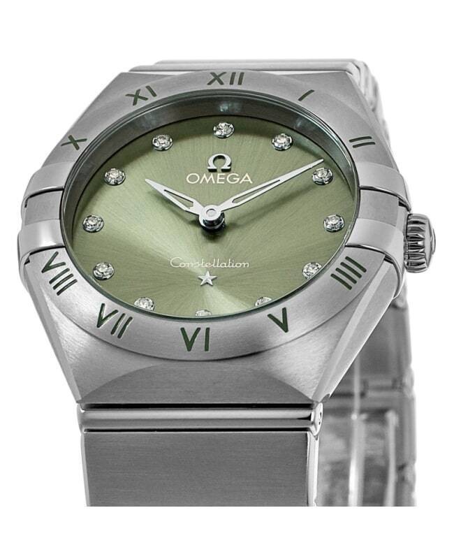 New Omega Constellation Quartz 28 MM Green Women's Watch 131.10.28.60.60.001