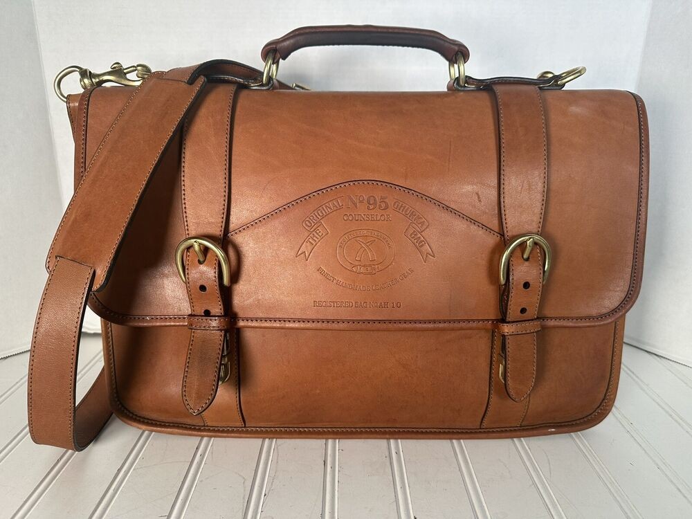 Ghurka #95 Chestnut Too Handle Leather shoulder bag Briefcase