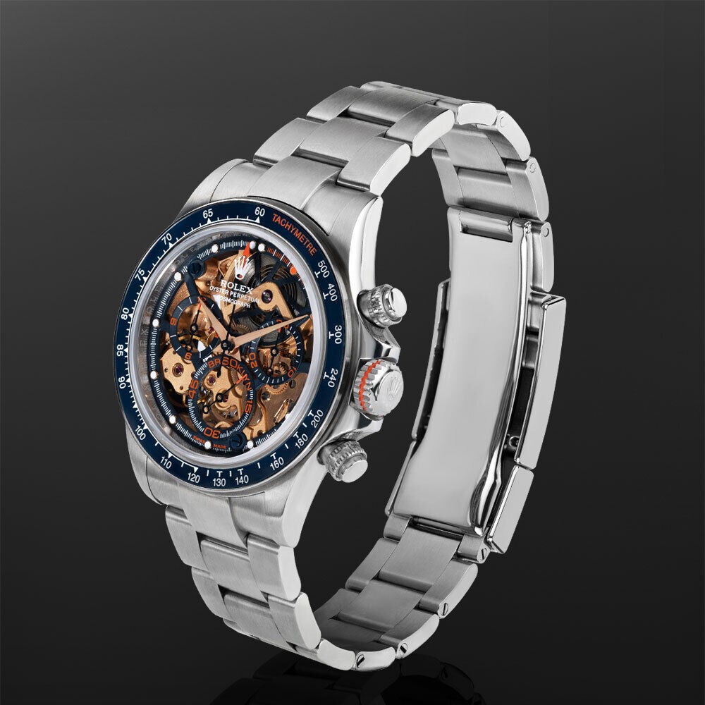 Rolex Daytona Watch 40MM Stainless Steel Skeleton No Markers Dial Rubber