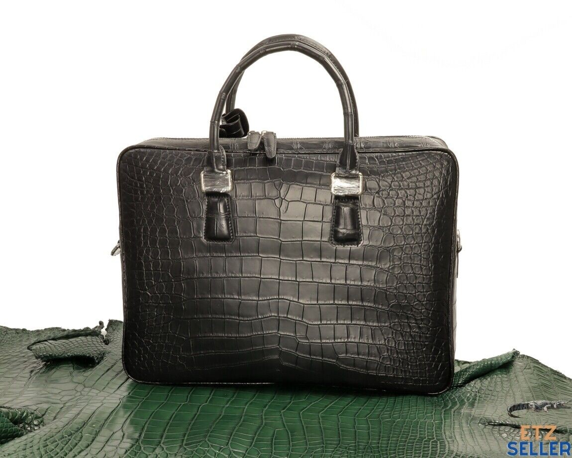 Genuine Alligator Leather Belly Business Shoulder Bag Handbag Travel Briefcase