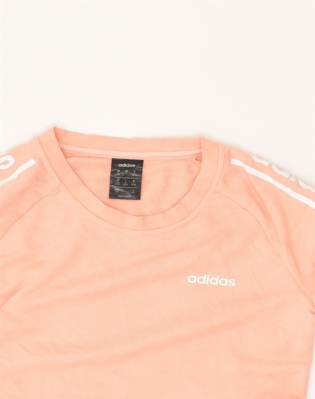 ADIDAS Womens Graphic Sweatshirt Jumper UK 8/10 Small Pink Striped Cotton CF05