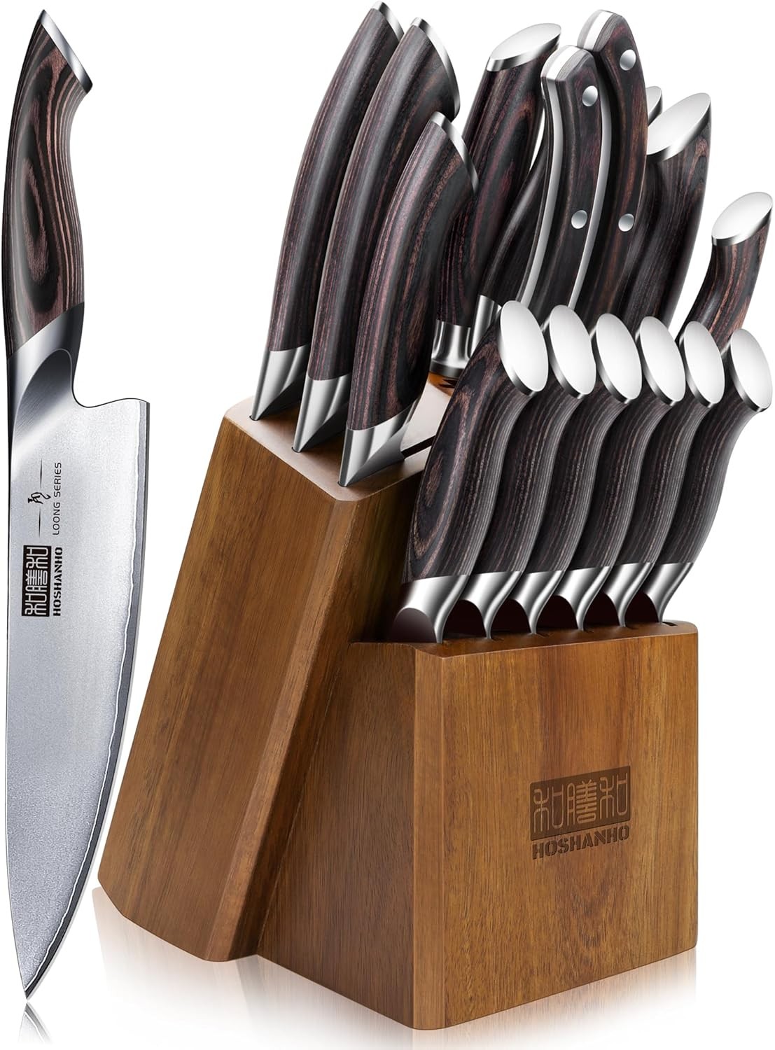 16 Piece Knife Set Japanese High Carbon Stainless Steel Kitchen Knife Set Extra Sharp Chef Knife Set with Sharpener