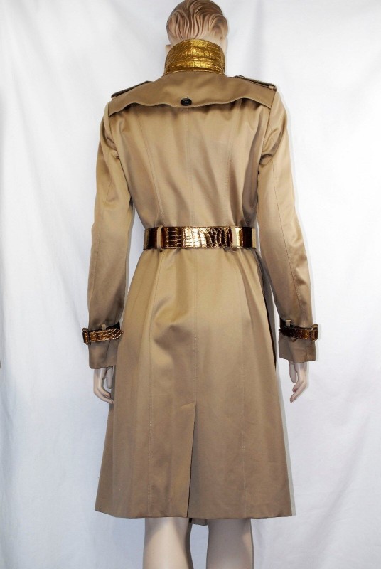 Burberry Prorsum 10 12 44 Crocodile Belt Cotton Trench Coat Women-