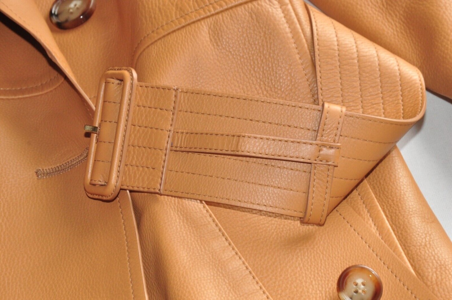 BNWT BURBERRY Haddington Calf Leather Trench Coat Womens AU4/US2 IN Brown