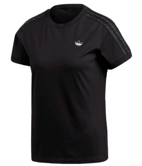 Adidas Originals T-shirt women's small clover jersey cotton short sleeved black-