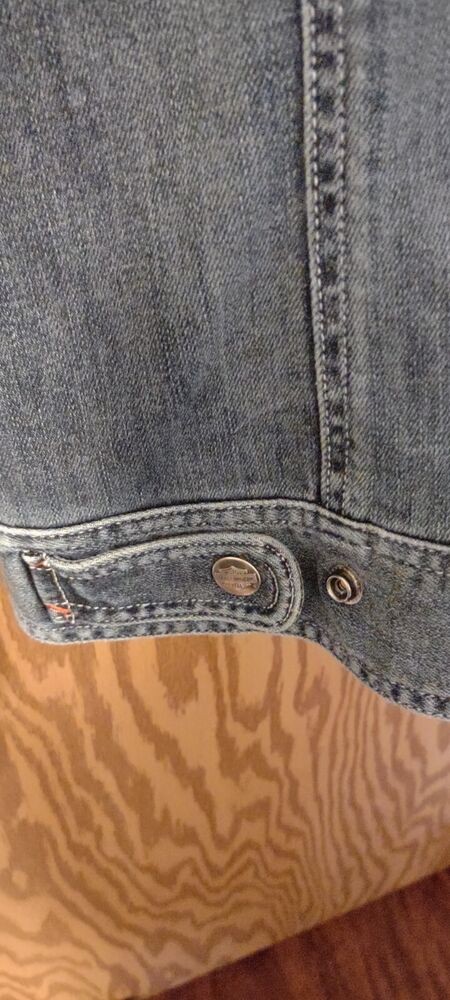 Vintage Women Harley-Davidson Denim Jacket Embroidered Zip Up sz L #99065-08VW