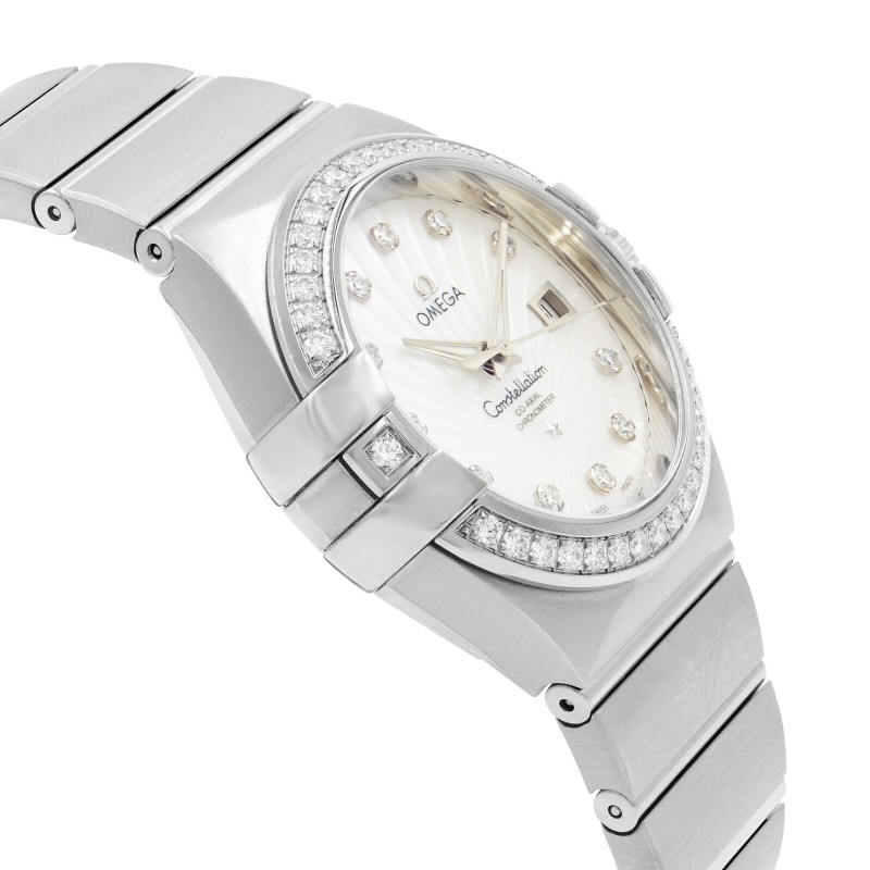 Omega Constellation Silver Diamond Platinum Ladies Watch 123.55.31.20.55.003-