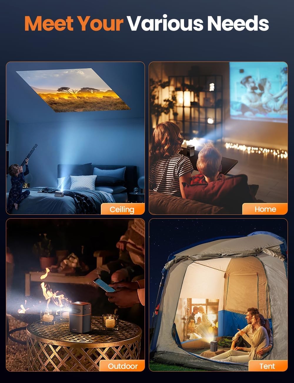 FATORK Mini Projector, 5G WiFi 6 Bluetooth Short Throw Projector, HD 1080P DLP Portable Projector with Rechargeable Battery, 1G Memory, Support Mobile Phone Laptop, Compatible with iOS/Android/HDMI/US