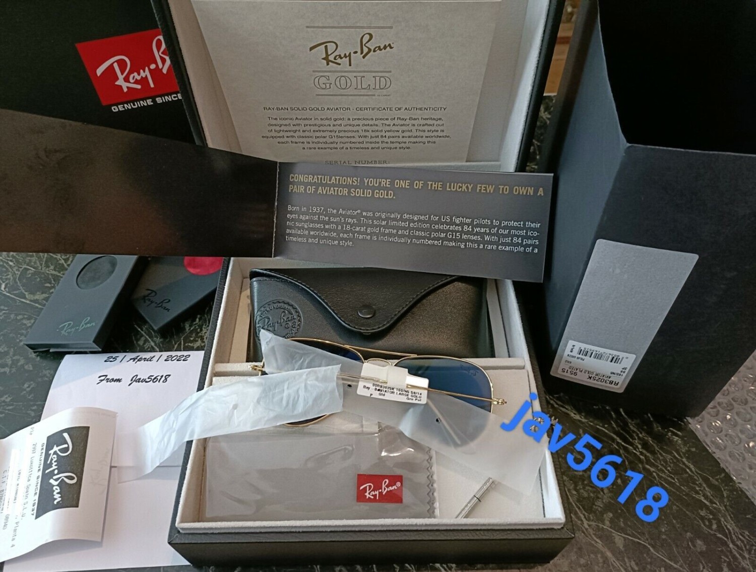 Ray-Ban pilot 3025 K Solid Gold 18k Limited 84 Rare, brand-new, intact and unique pilot * * *-