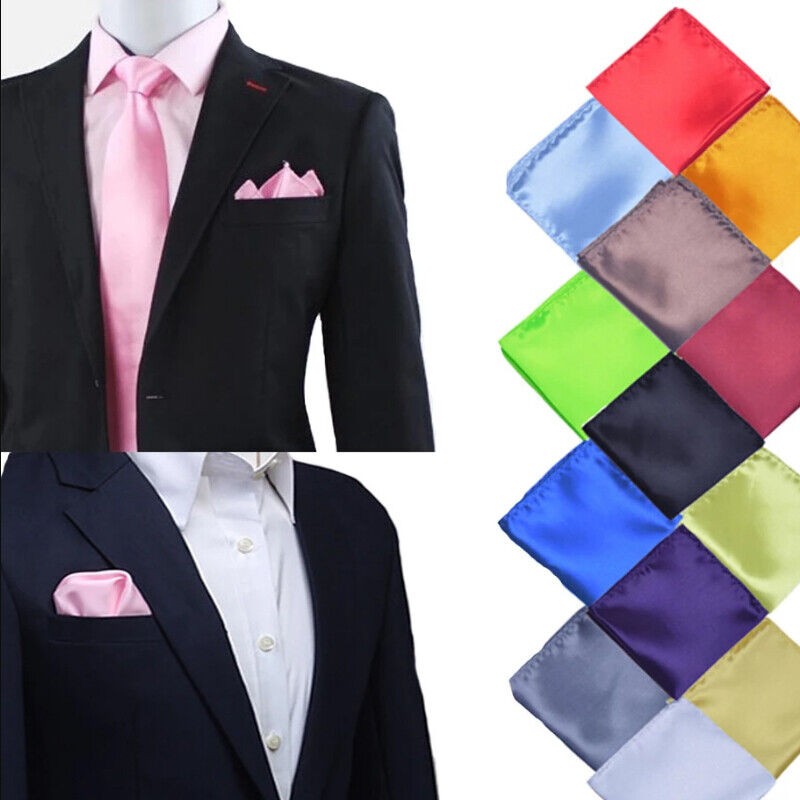 Men Square Towel Silk Satin Handkerchief Wedding Party Suit Pocket Accessories