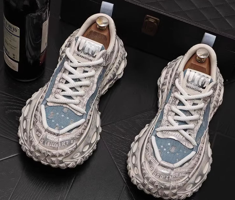 Versatile men's shoes, breathable, casual, versatile, low-top, fashionable, trendy, sequined, personalized, thick-soled, daddy shoes for men