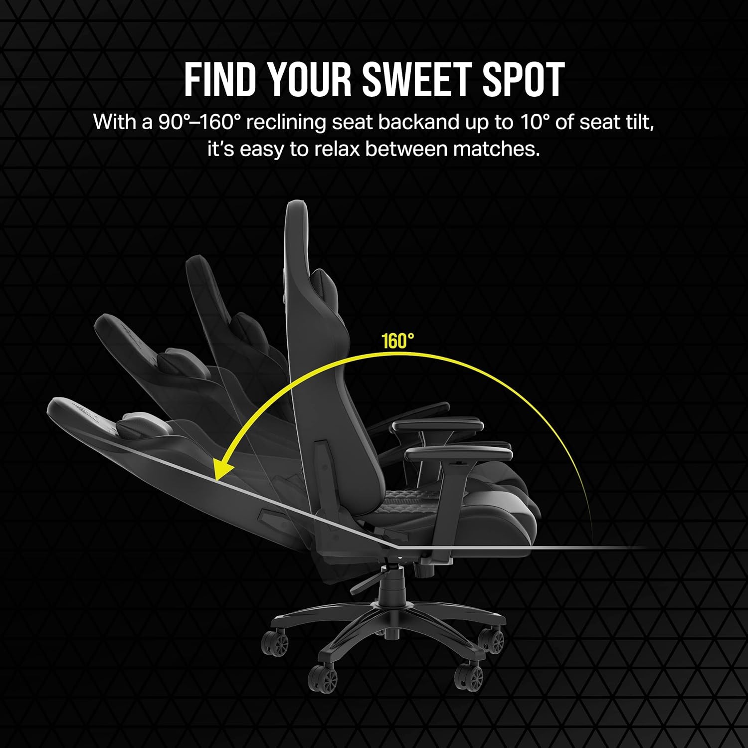 Corsair TC100 Casual Gaming Chair - Faux Leather - Racing Inspired Design - Lumbar Pillow - Removable Memory Foam Neck Pillow - Adjustable Seat Height - Adjustable Armrests - Black