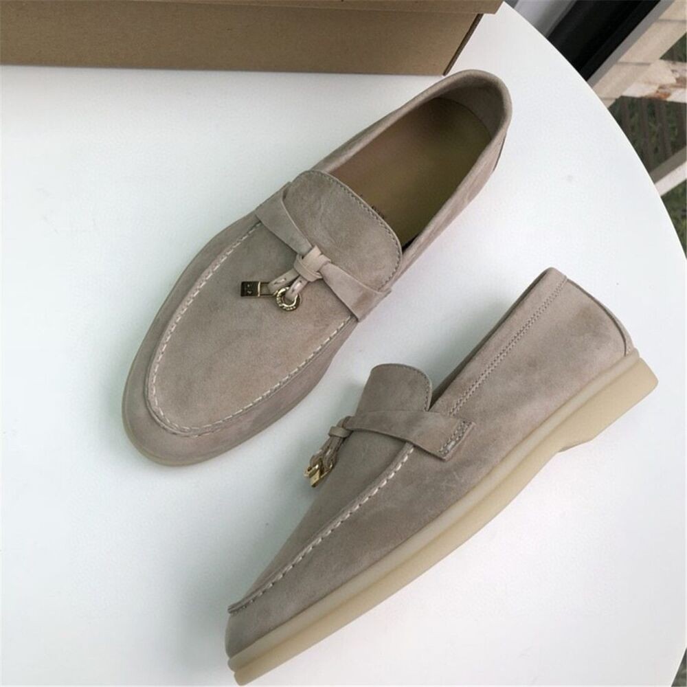 2022 New Women Flat Shoes Khaki Suede Loafers Moccasin Mules Driving Shoes