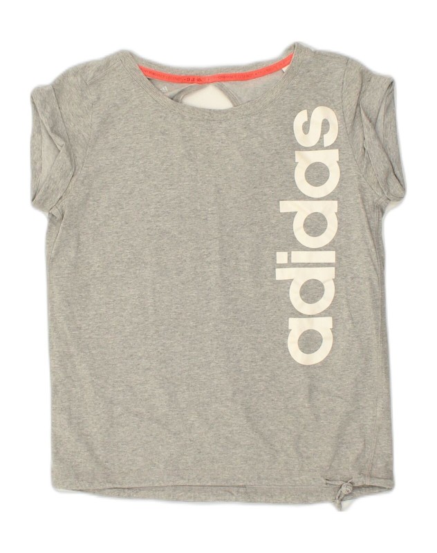 ADIDAS Womens Graphic T-Shirt Top UK 14 Large Grey Cotton AC18