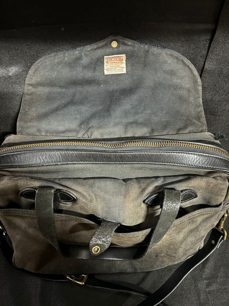 Filson Rugged Twill Original Briefcase Black Made in USA w/Strap STYLE:70257