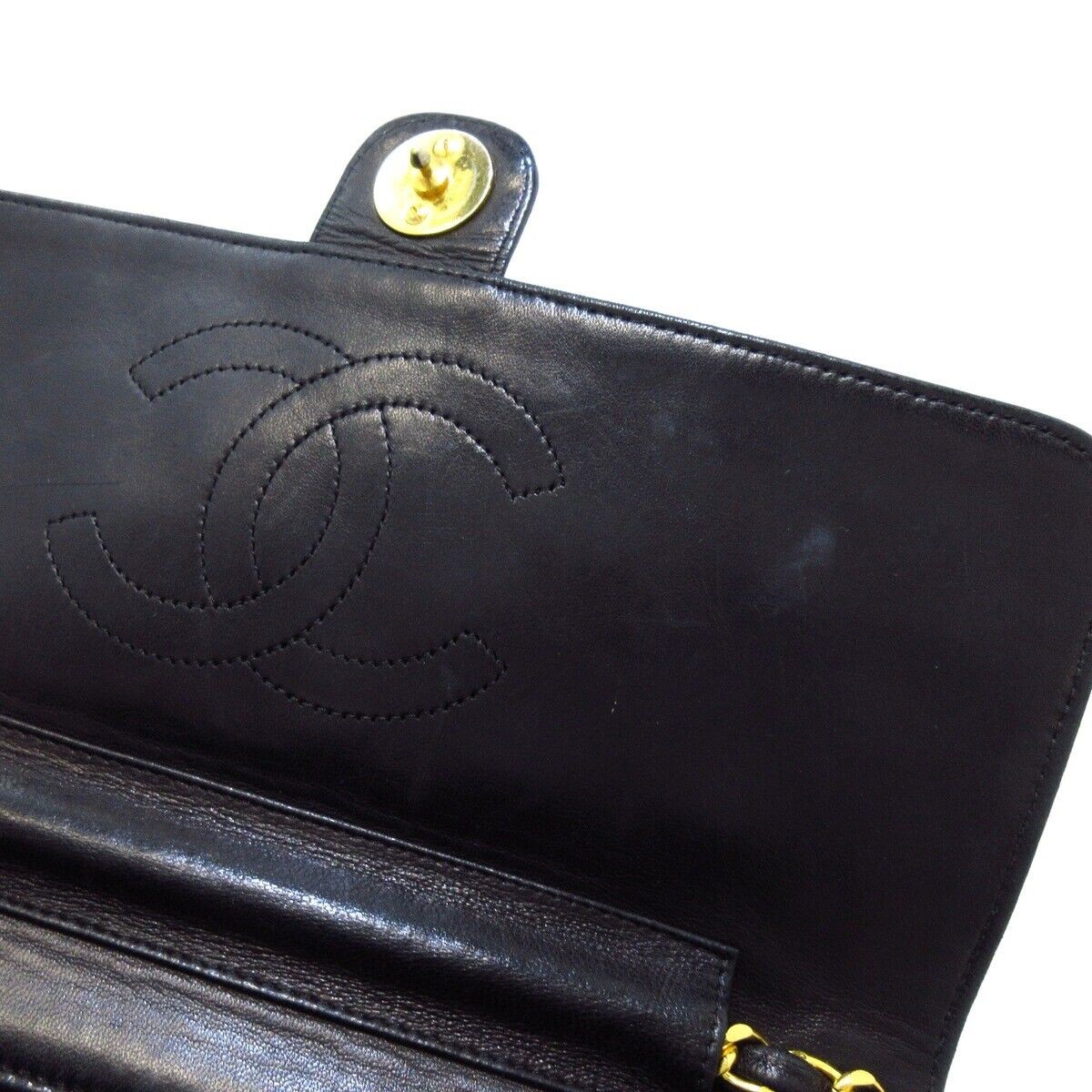 正品香奈儿单翻盖 Matelasse A03570 黑色羊皮女式单肩包-