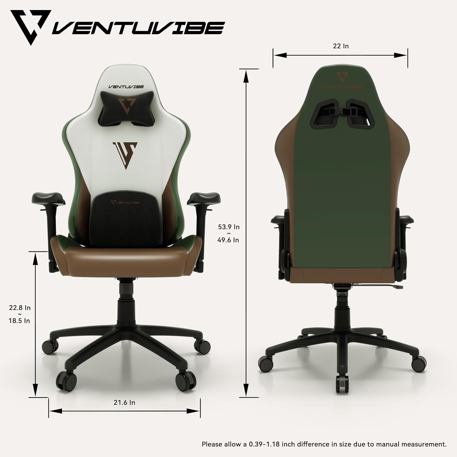 Ergonomic Gaming and Office Chair with Memory Foam Pillow, 4D Adjustable Armrests, PU Leather Reclining High Back Comfort Computer Chair