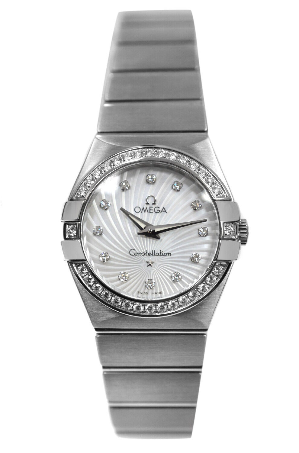 Omega Constellation 123.15.27.60.55.002 Diamond Sunburst MOP 27mm Quartz Watch -