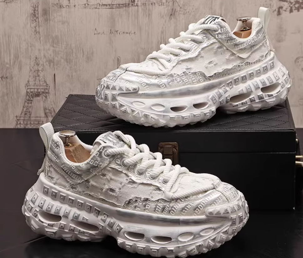 Versatile men's shoes, breathable, casual, versatile, low-top, fashionable, trendy, sequined, personalized, thick-soled, daddy shoes for men