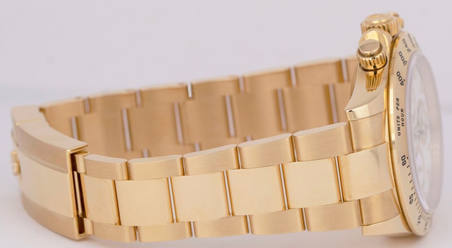 NOS Rolex Daytona Cosmograph FAT BUCKLE Gold PAPERS 40mm WHITE Watch 116528 B+P