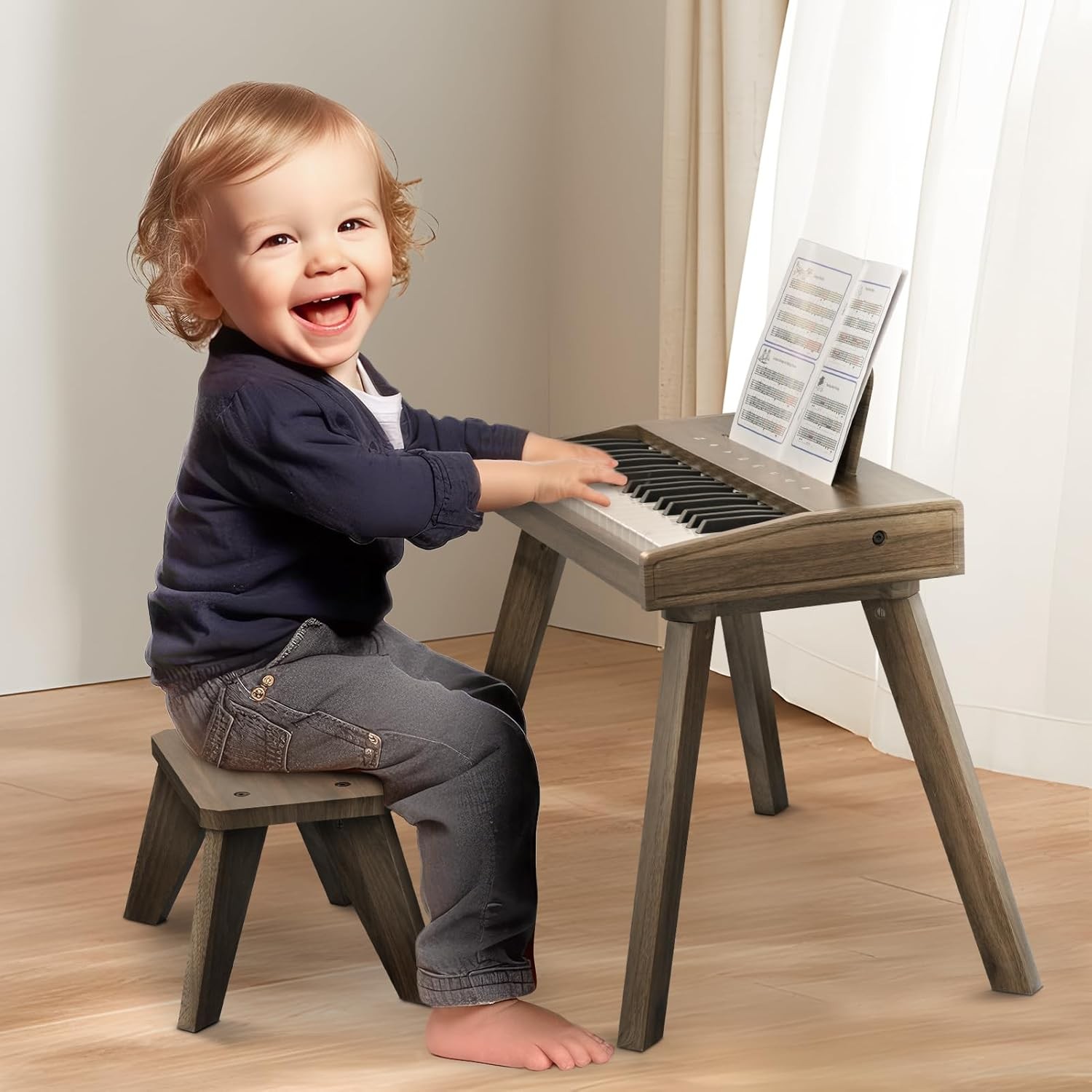 Dreamon Kids Digital Piano Keyboard, Music Educational Instrument Toy, Wood Piano for 3+ Girls and Boys, Christmas & Birthday Gifts for Kids Ages 6-12 Years Old