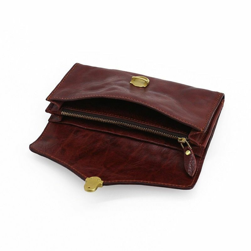 Leather Long Men Handbag Hasp Closure High Quality Vintage Travel Purse Wallet