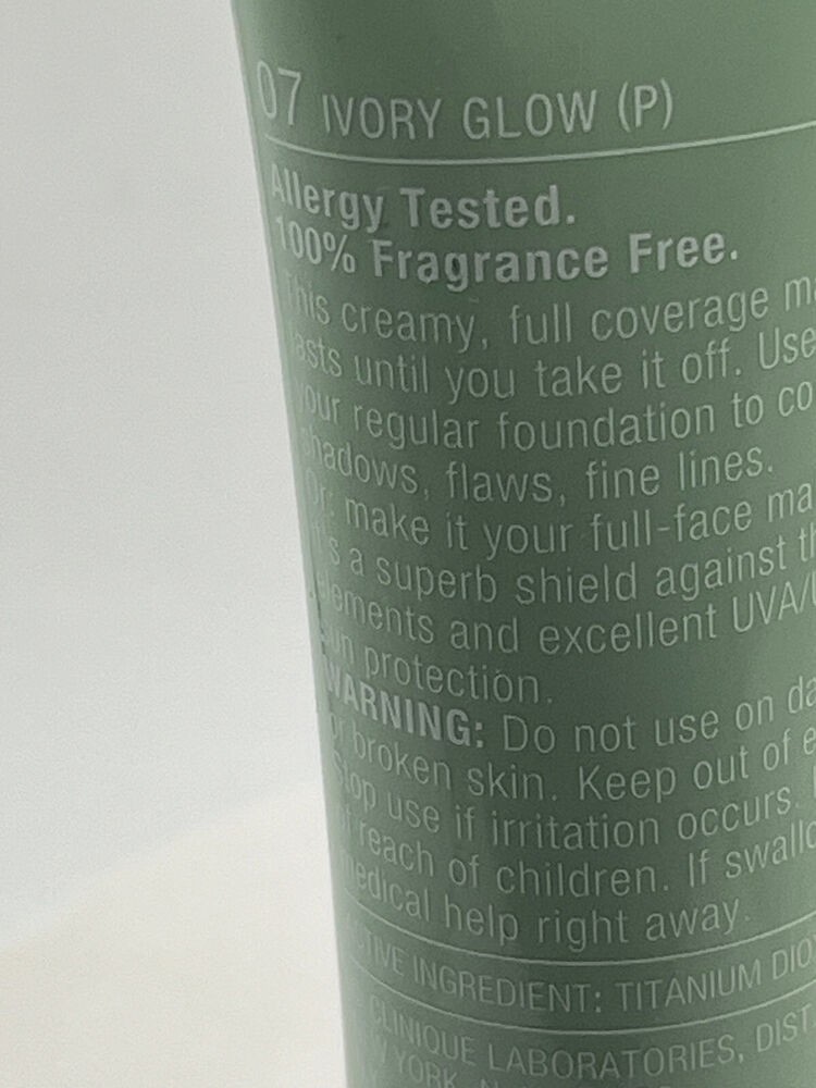 Clinique Continuous Coverage Makeup SPF 15 #07 IVORY GLOW 1oz./30 ml NIB