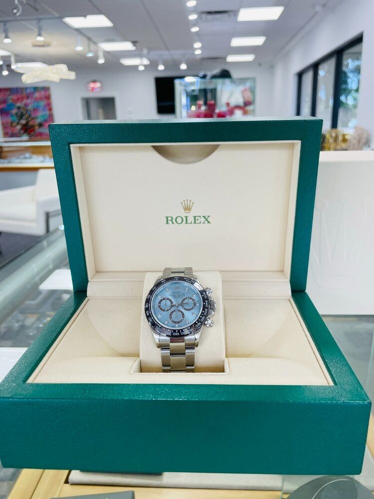 Rolex Cosmograph Daytona Steel 116520 CUSTOM Glacier Blue Ceramic Bezel Watch