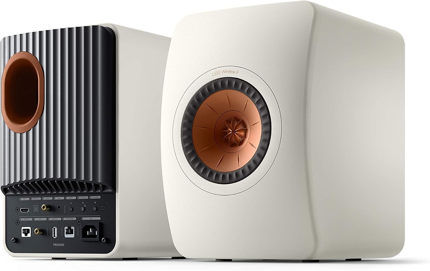 KEF LS50 Wireless II Powered Bookshelf Speakers - Pair (Mineral White)