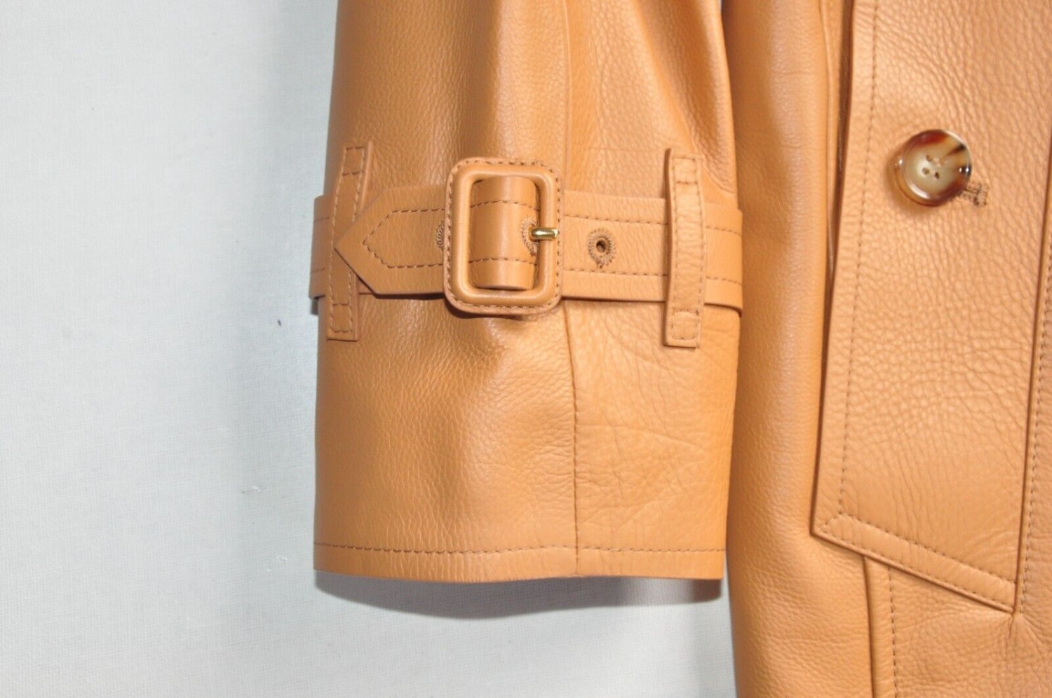 BNWT BURBERRY Haddington Calf Leather Trench Coat Womens AU4/US2 IN Brown