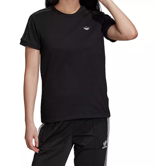 Adidas Originals T-shirt women's small clover jersey cotton short sleeved black-