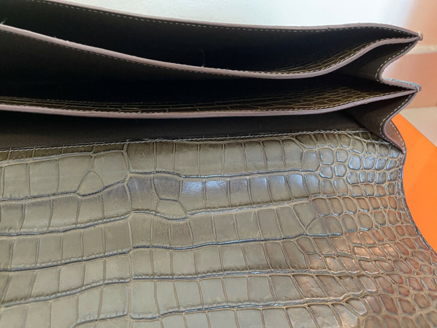 Hermes Sac A Depeche Porosus Crocodile Briefcase 38cm