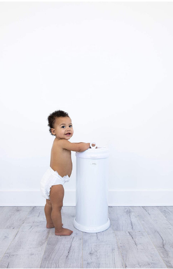 Ubbi Steel Scent Lock No Special Bag Save Money Award Winning Modern Design Register Essential Diaper Pail White
