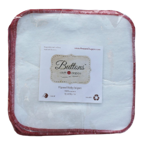 Buttons Flannel Baby Reusable Washable Natural Unbleached Wipes - 15 Count