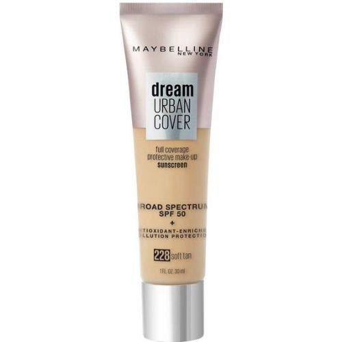 Maybelline Dream Urban Cover Flawless Coverage Foundation Makeup, SPF 50, Soft T