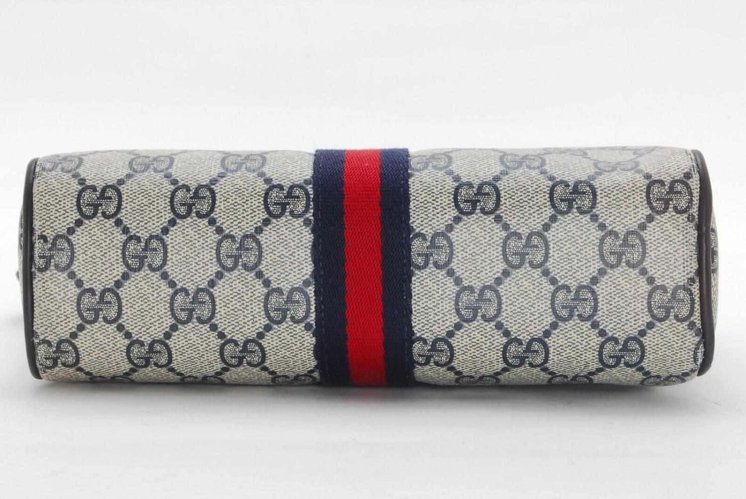 复古古驰单肩包 Sherry Line PVC 皮革海军蓝正品-