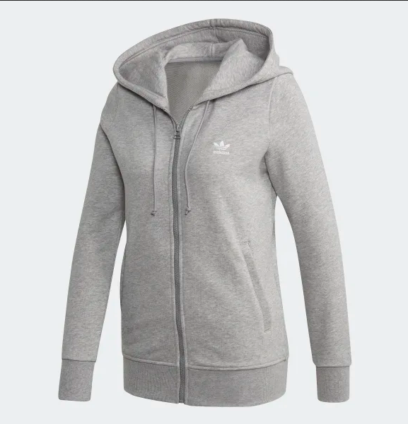 Adidas Women's Clover Essential Zipper Hoodie, Medium Gray Heather-