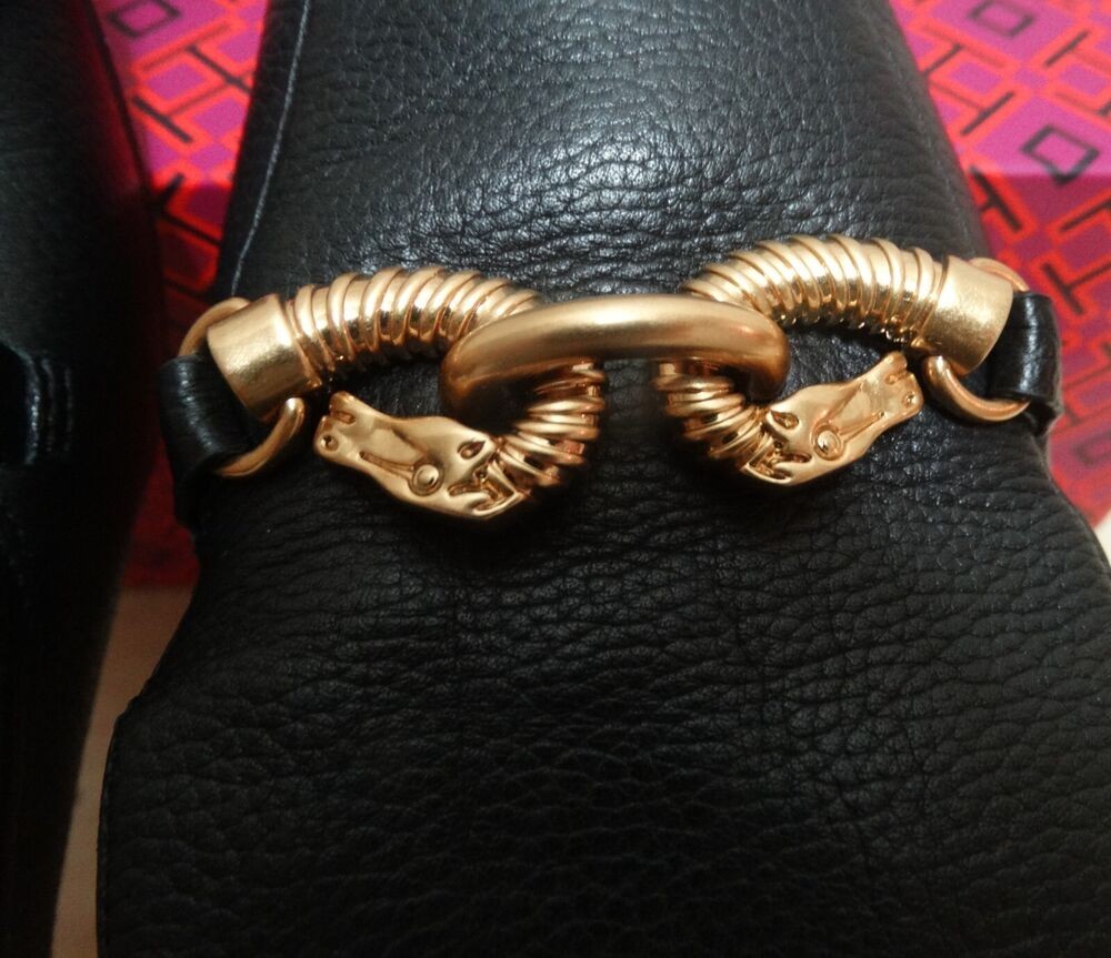 TORY BURCH Size 8 black JESSA backless mule Loafer Slip-on Women's Flats Horses