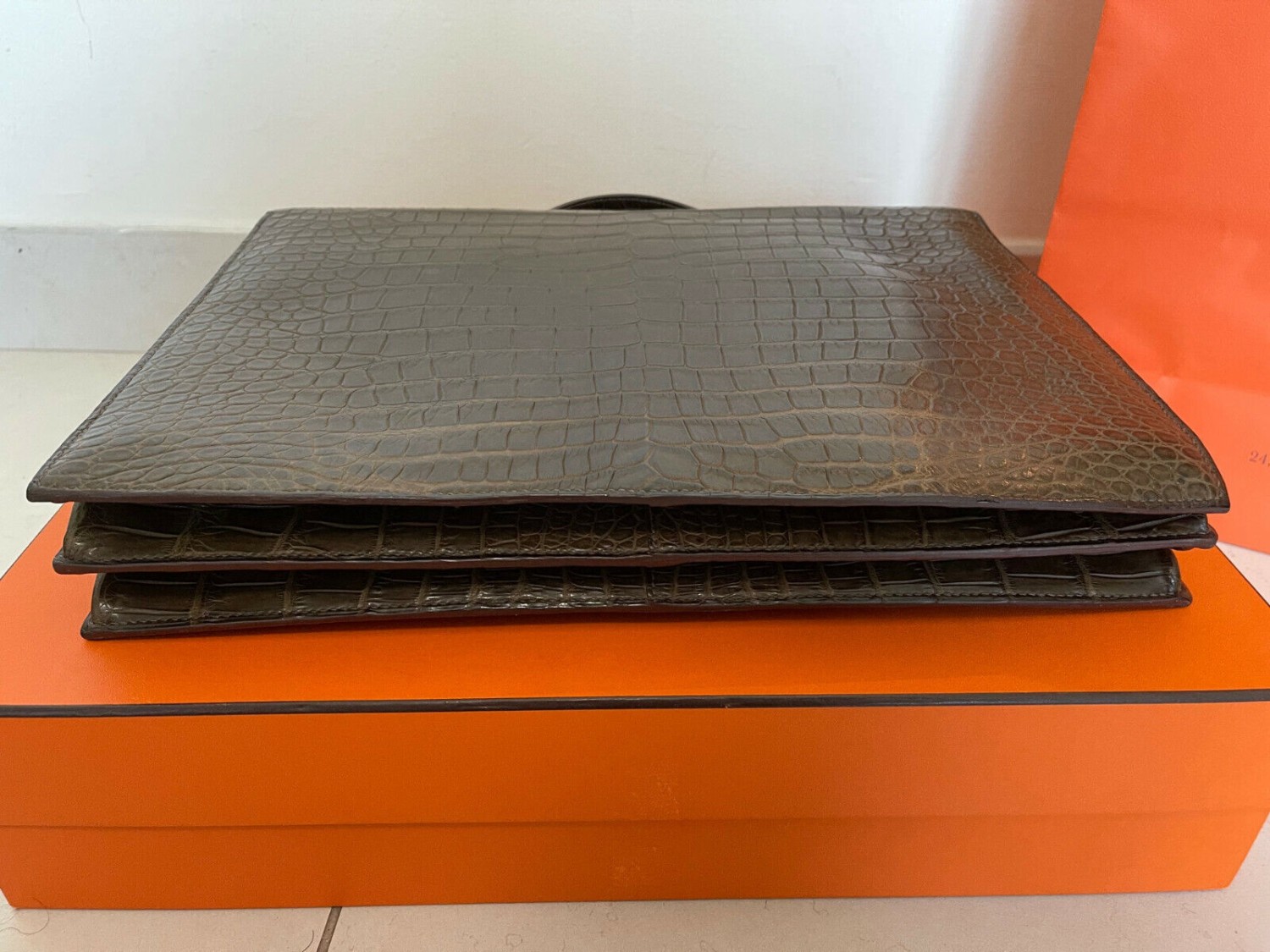 Hermes Sac A Depeche Porosus Crocodile Briefcase 38cm