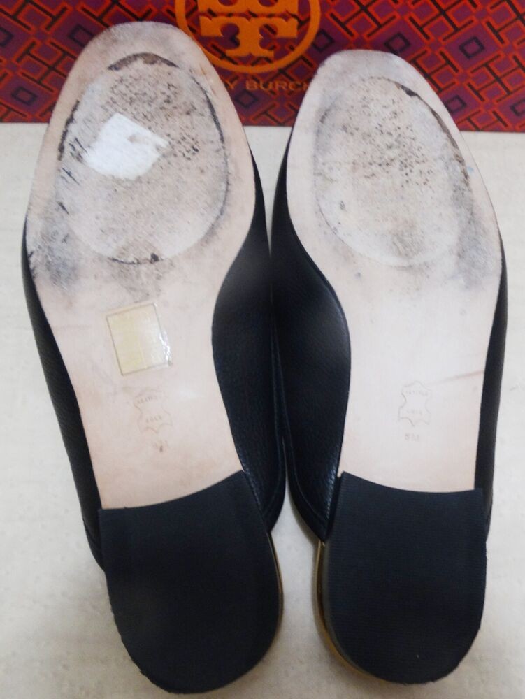 TORY BURCH Size 8 black JESSA backless mule Loafer Slip-on Women's Flats Horses