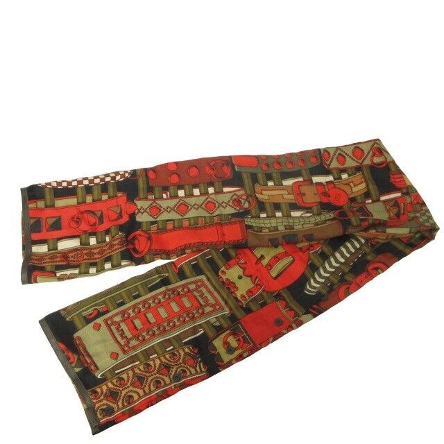 Hermes Medor Cashmere Stole Muffler Scarf All Over Pattern Silk Leather Switchin