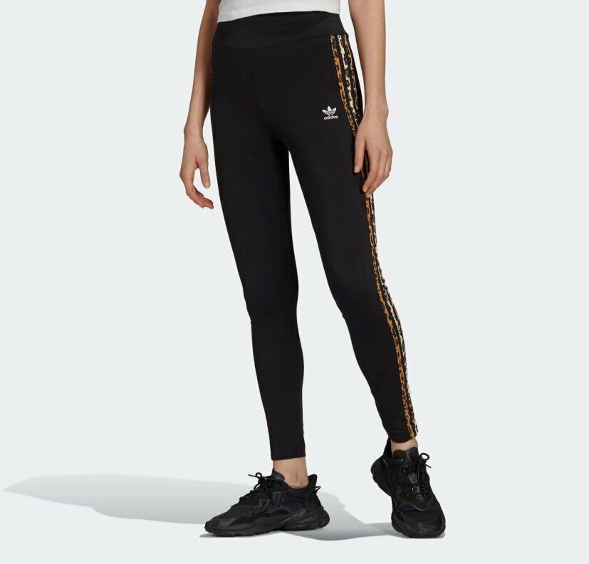 ADIDAS ORIGINALS 3 STRIPES LEOPARD PRINT LEGGINGS SIZE UK 6,8,10 BNWT LAST 3