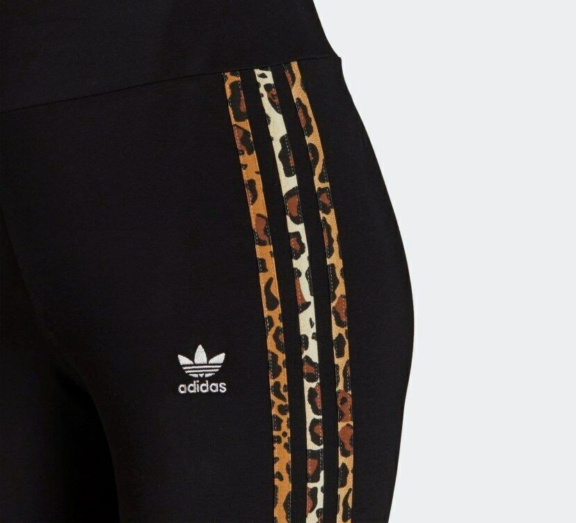 ADIDAS ORIGINALS 3 STRIPES LEOPARD PRINT LEGGINGS SIZE UK 6,8,10 BNWT LAST 3