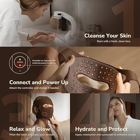 JOVS 4D Laser Phototherapy Mask, Red Light Therapy, 4 Different Wavelengths with FPT Concentration Technology, 3 Modes Portable Mask for Anti-Aging