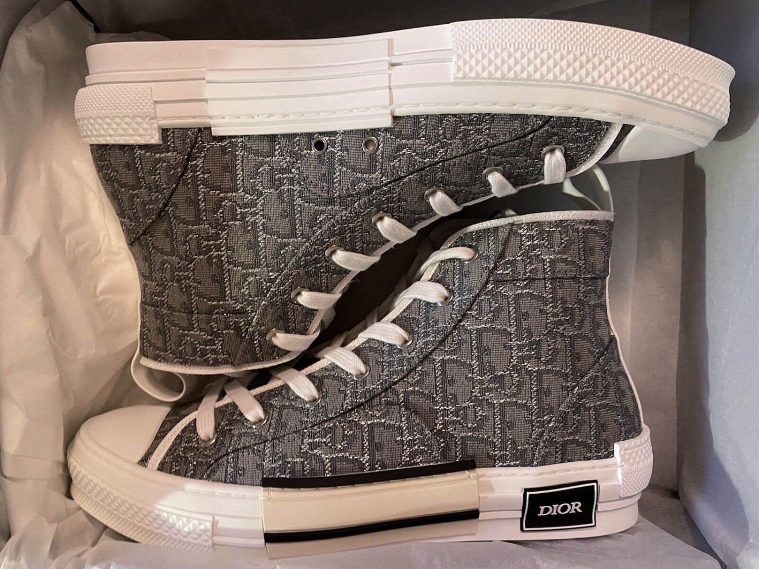 Dior B23 Ruthenium Jacquard Men’s High Top Sneakers Trainers EU 43 UK 9 *NEW*