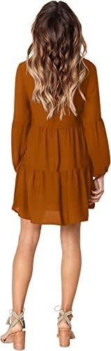 Amoretu Women Summer Tunic Dress V Neck Casual Loose Flowy Swing Shift Dresses