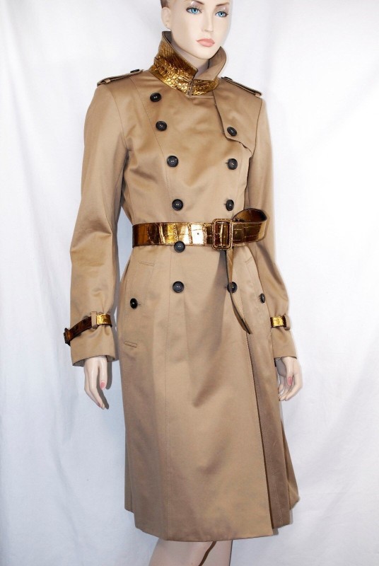 Burberry Prorsum 10 12 44 Crocodile Belt Cotton Trench Coat Women-