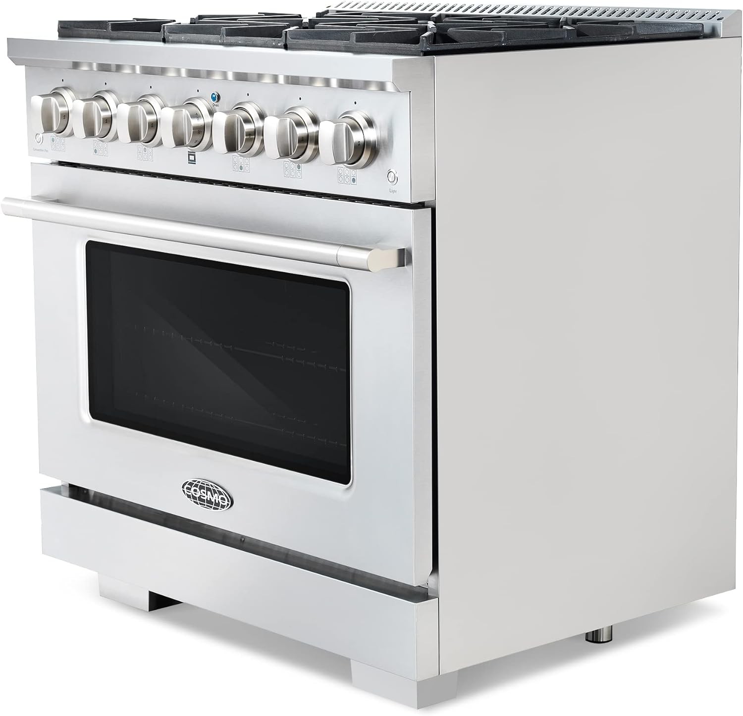 COSMO GRP366 36 in. Vista Collection 4.5 cu. ft. Gas Range, 6 Burners, Convection Oven, LED Light Panel in Modern Stainless Steel